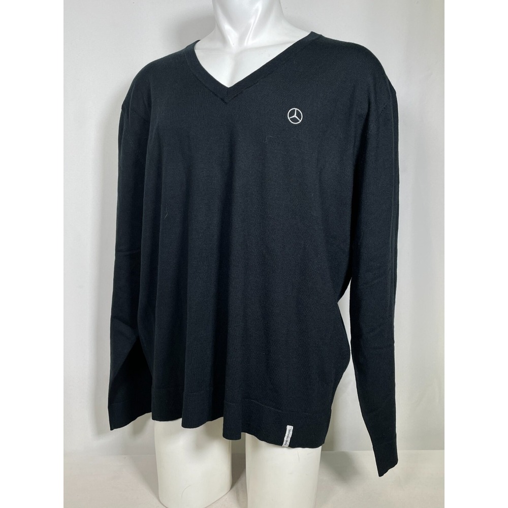Mercedes Benz Daimler AG Aramark Black Wool V-Neck Sweater Women's 4XL